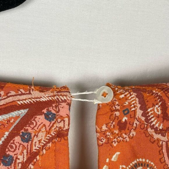 Abercrombie & Fitch Orange Paisley Long Sleeve Romper - Women’s S - Picture 6 of 9